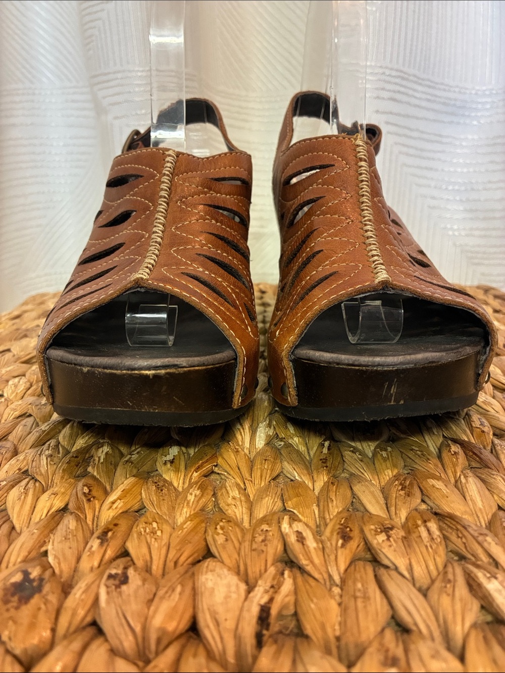Dansko Cognac Leather Cutout Slingback Clogs with Block Heel - Picture 2 of 8